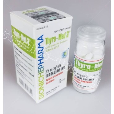 Thyro-Med 3 Bioniche Pharma (Liothyronine Sodium) 60tabs (25mcg/tab) Bioniche Pharmaceuticals